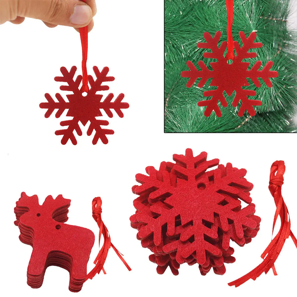

40pcs Christmas Felt Nonwovens Decor For Home Party Festival Room (Red Elk Snowflake Tree Each) Hanging