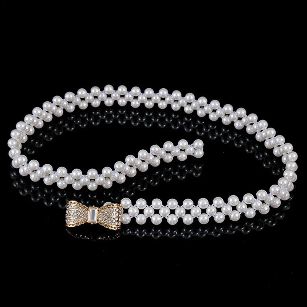 

Elastic Pearl Belt for Women White Beaded Rhinestone Crystal Sashes Wedding Bridal Belt Sexy Bridesmaid Dress Girl Waist Chain