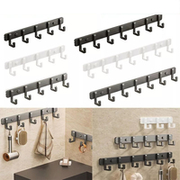 3 To 7 Hooks Metal Hooks Holder Aluminum Key Coat Clothes Door Holder Rack Hook Wall Mounted Hanger