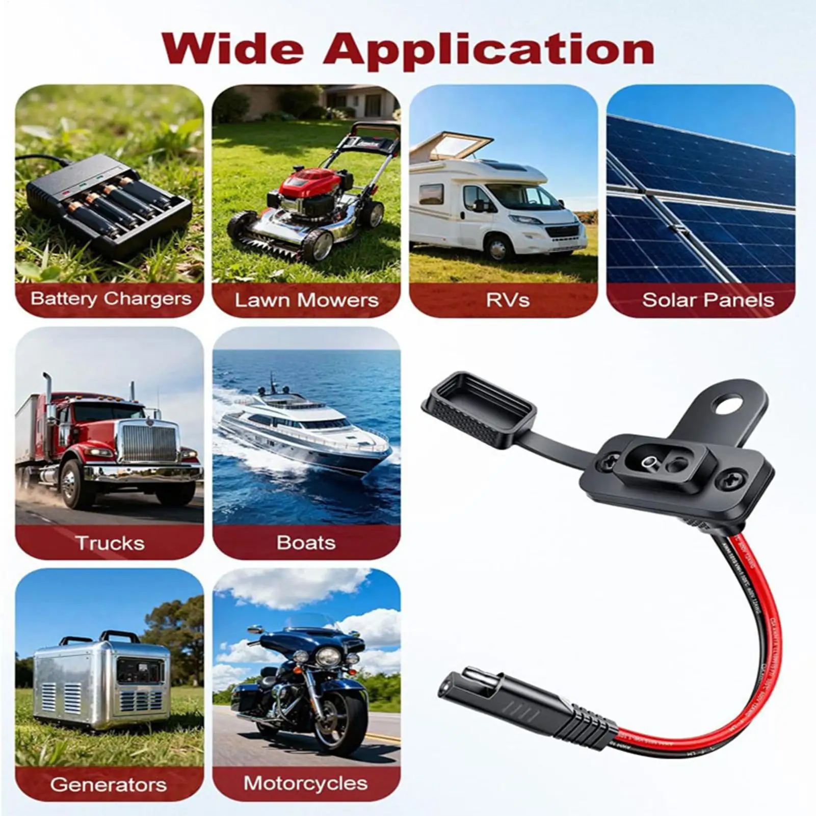 Motorcycle Battery Charger Bracket Port Waterproof SAE Extension Cable Motorcycle Battery Charger Bracket Port Mount for Truck