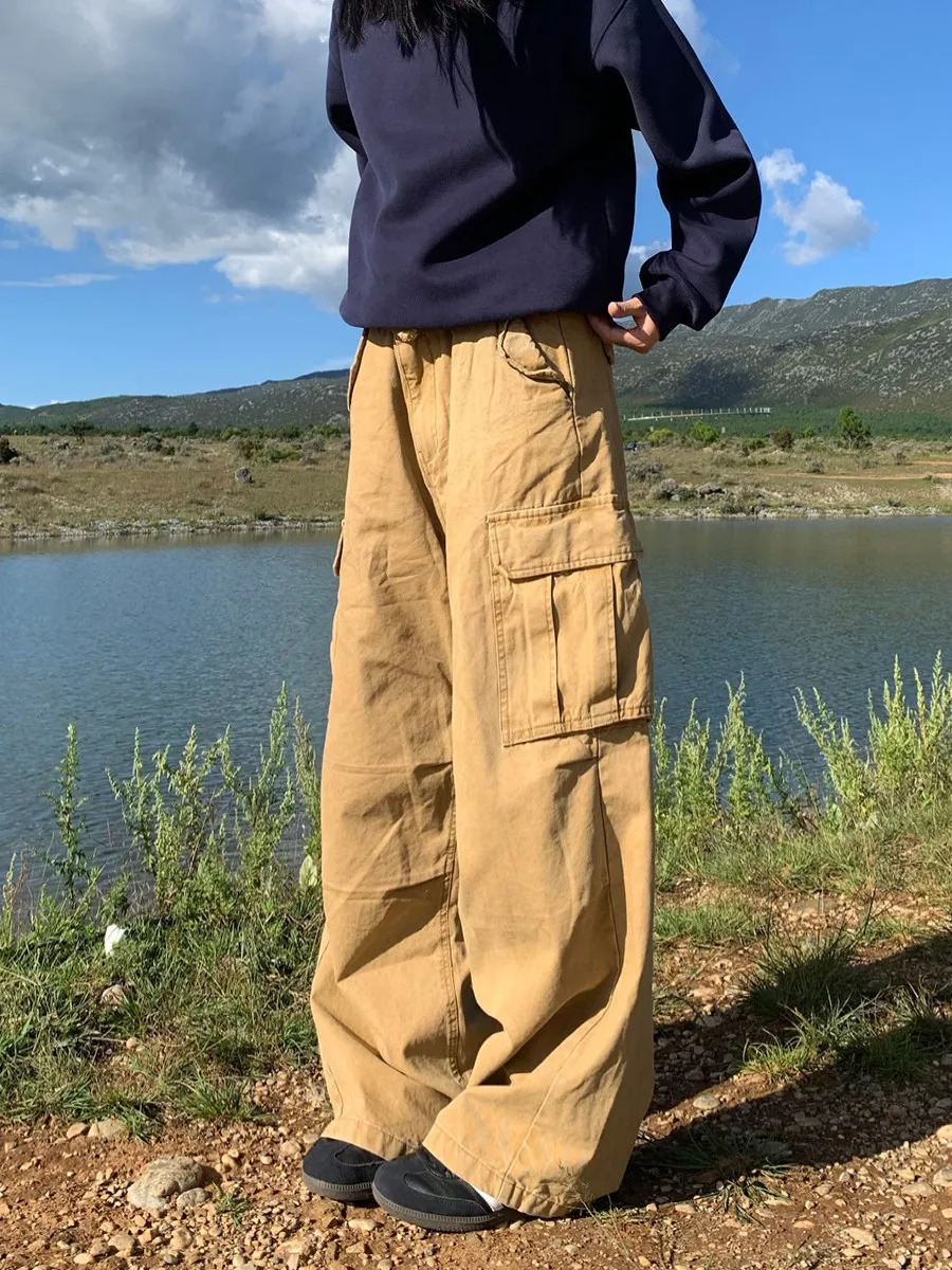 

Ретро-брюки в американском стиле: свободные прямые брюки-клеш для мужчин и женщин, модные повседневные длинные брюки