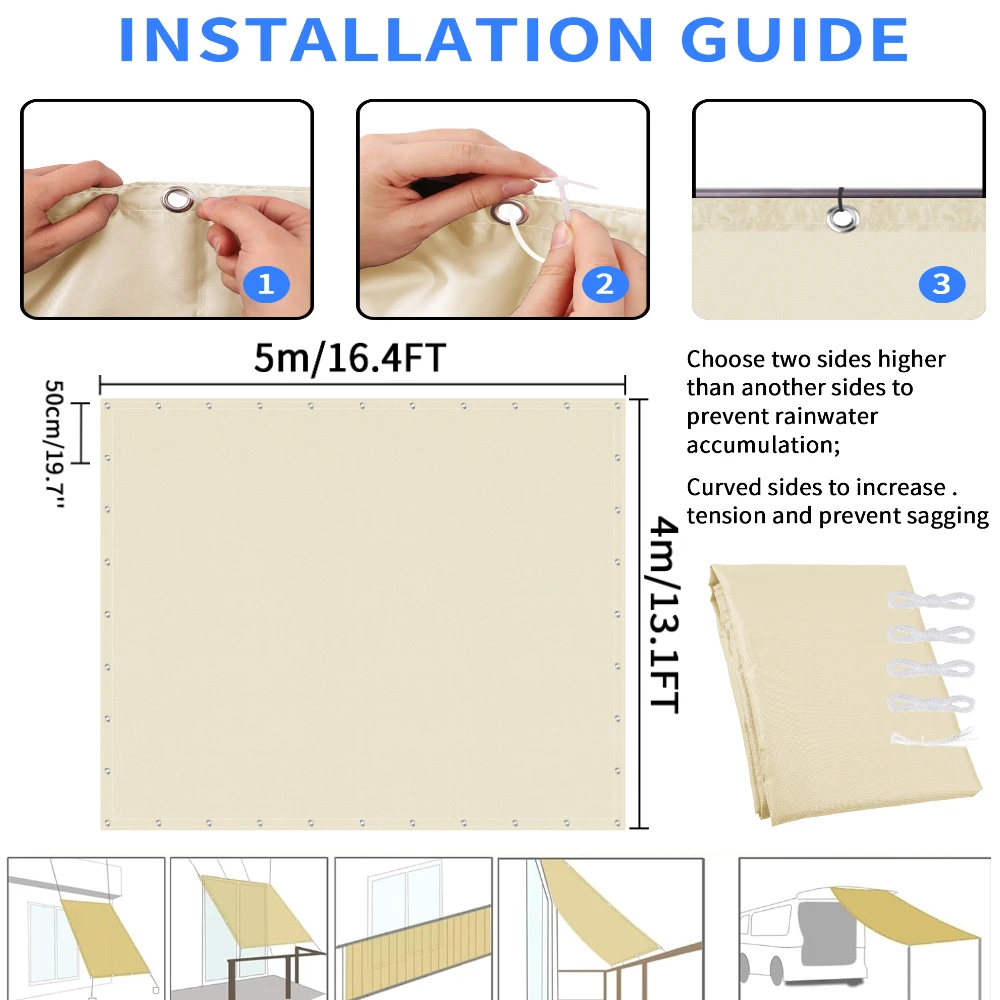Toldo impermeable para pérgola con ojales y protección UV 95% - imagen 5