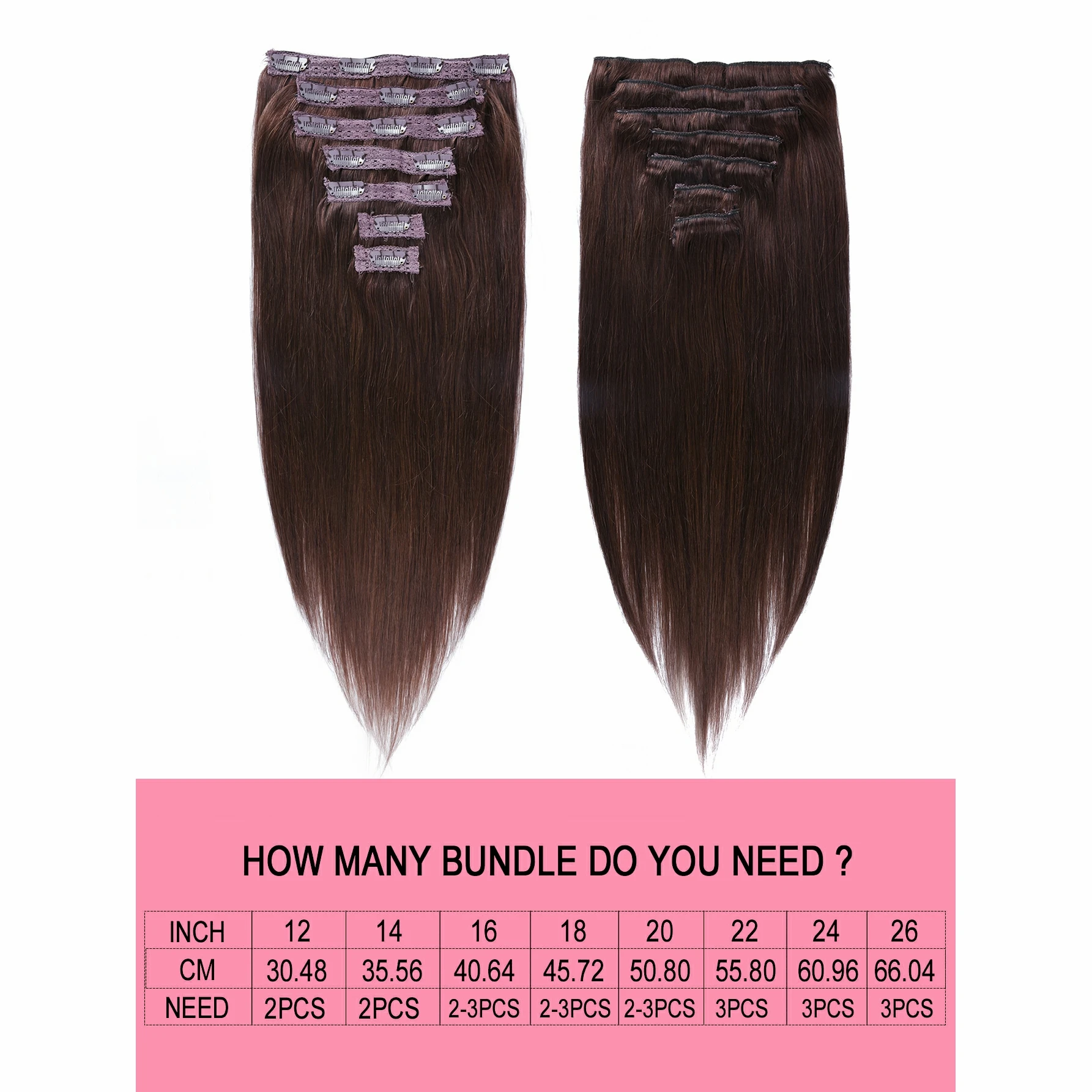 Warna #4 klip warna cokelat Medium dalam ekstensi rambut rambut manusia asli 100% rambut manusia Remy Brasil 7 buah klip lurus mulus i