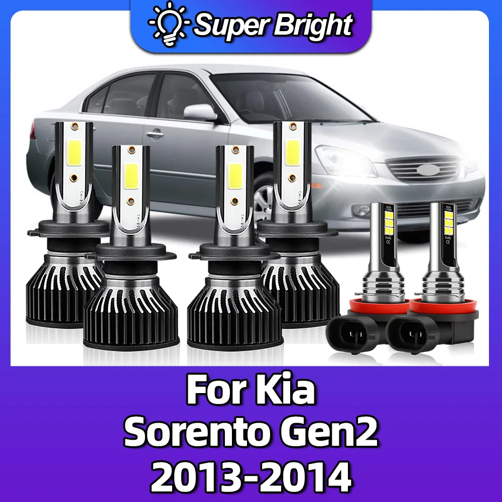 6000K Wit Super Helder 10000lm Auto Koplampen Led 100W Auto Lichten Mistvervangingslamp Voor Kia Sorento Gen2 2013 2014