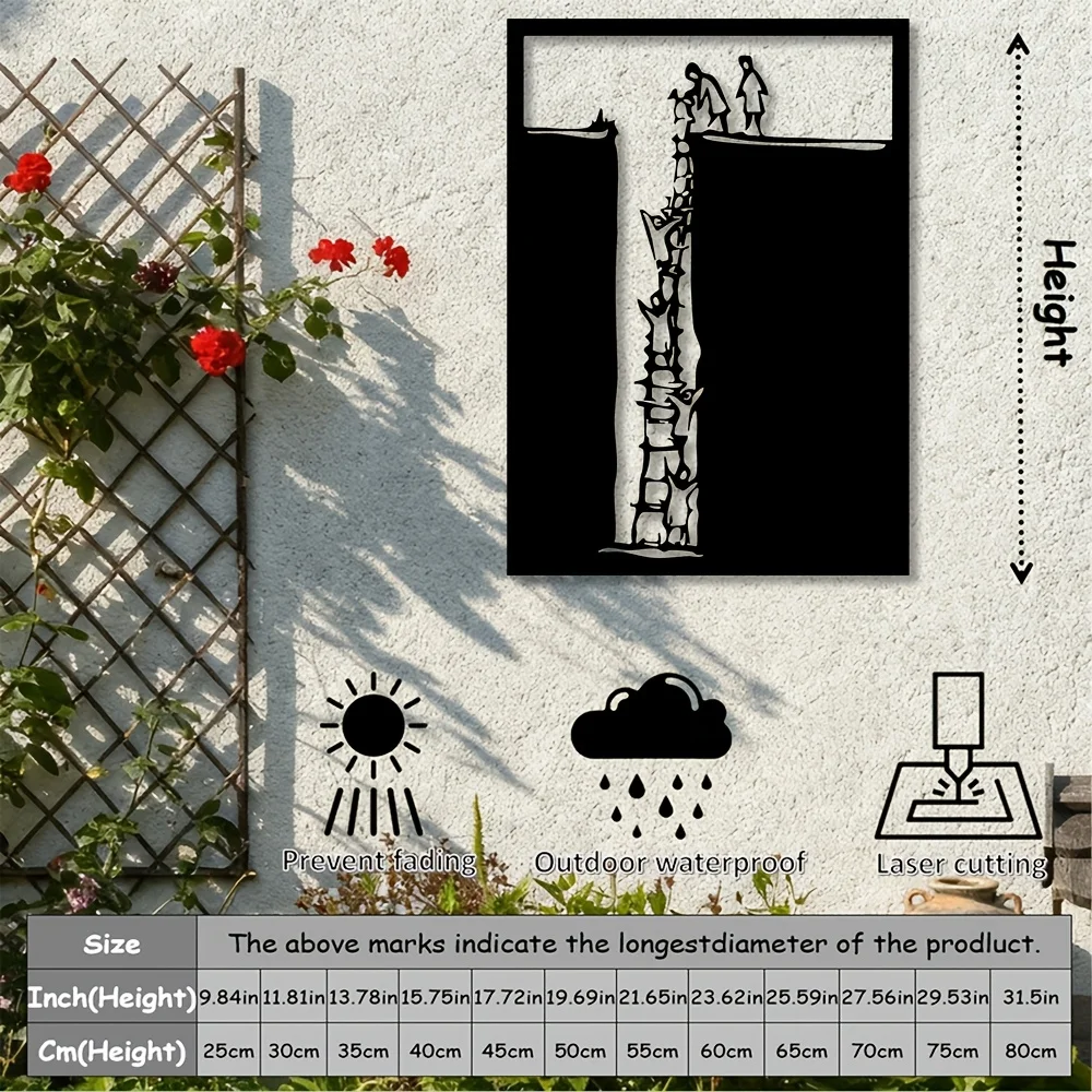 1pc 2D Flat Ladder Climbing Figures Metal Wall Art, Modern Iron Decor for Living Room Bedroom Office