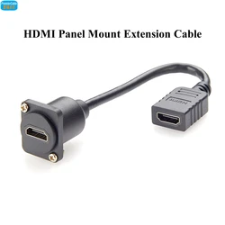 D Type HDMI 1.4 Female to Female Cable 4K@30Hz Flange Chassis Bulkhead Panel Mount Pass Through Socket Cable for Car Boat TV PC