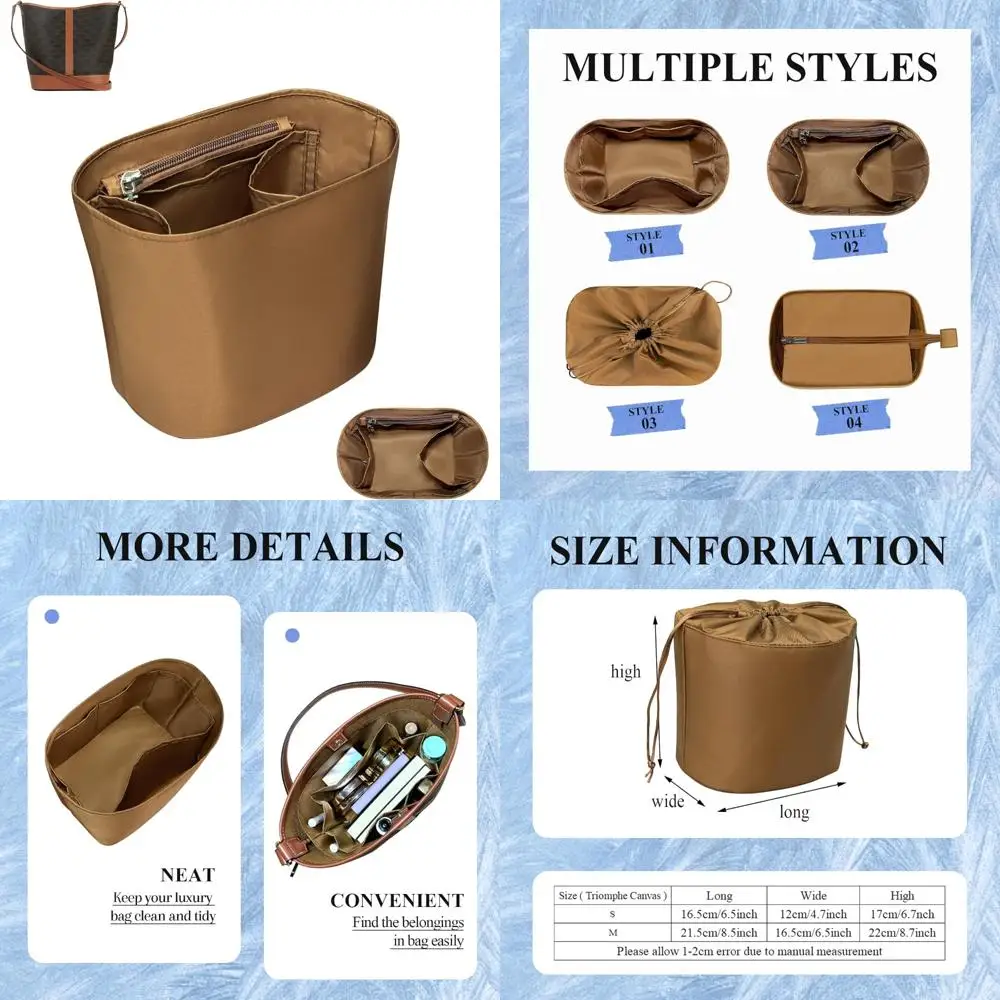 

slim canvas bag organizer insert for small drawstring bucket bags