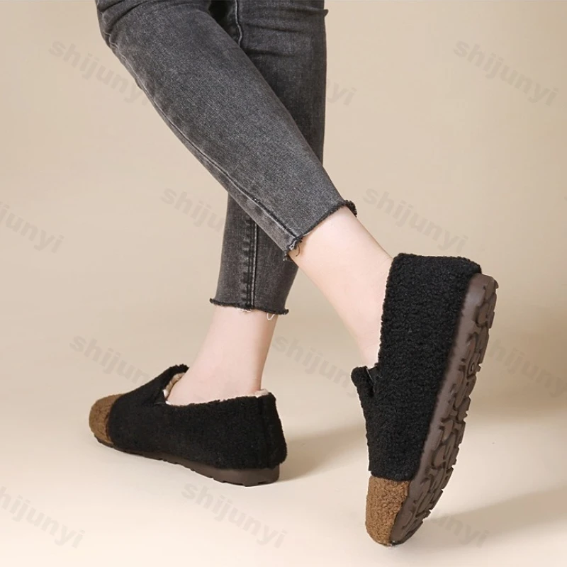 

Утепленная плюшевая теплая обувь, женская осенне-зимняя новая уличная нескользящая повседневная обувь на плоской подошве, легкая удобная хлопковая обувь на мягкой подошве