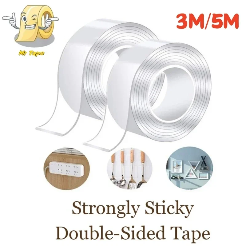 Double Sided Tapes Transparent Waterproof Reusable Nano Tape Strong Sticky Glue Car Ornament Kitchen Bathroom Traceless Stickers