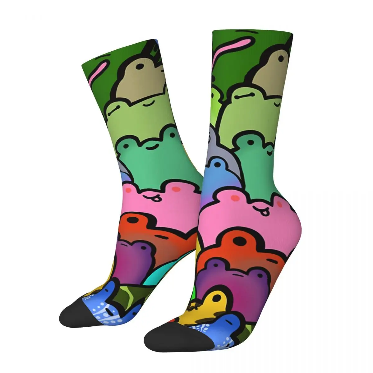 Funny Crazy Sock for Men Froggy Bunch Hip Hop Harajuku Happy Pattern Printed Boys Crew Sock Novelty Gift