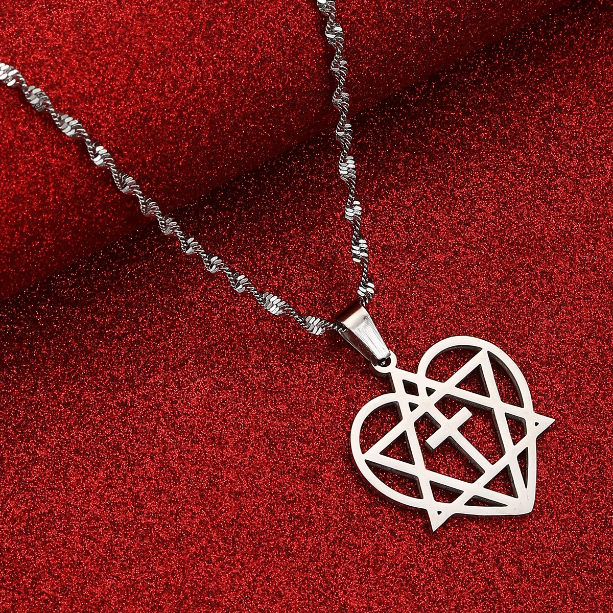 Stainless Steel Star of David Pendant Necklace Cross Megan David Jewish Star Heart Jewelry