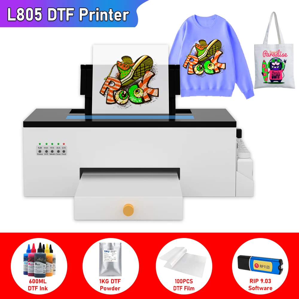 

A4 DTF Printer Machine L805 With DTF Oven Directly To Film Printer DTF Transfer Printer for jeans shoes t shirt printing machine