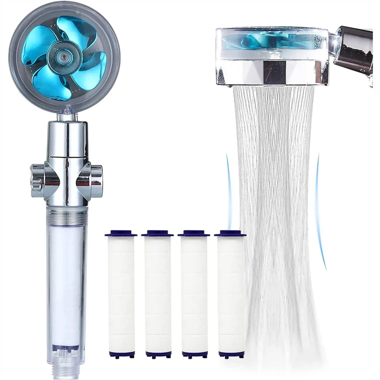 High Pressure Handheld Showerhead with Turbo Jet, 360° Rotating, Easy Install