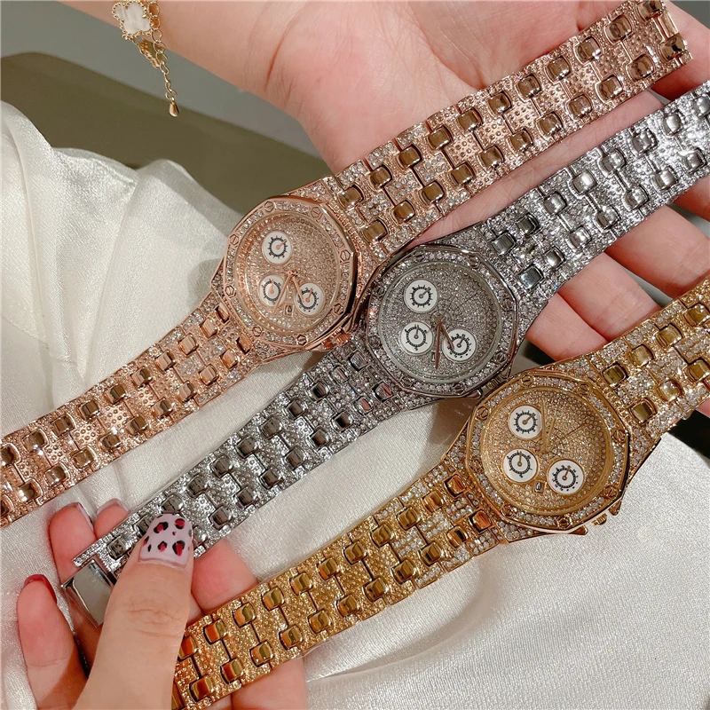 

Роскошные брендовые часы для женщин, модные женские кварцевые часы со стразами, элегантные женские часы-браслет из розового золота Montre Femme A304