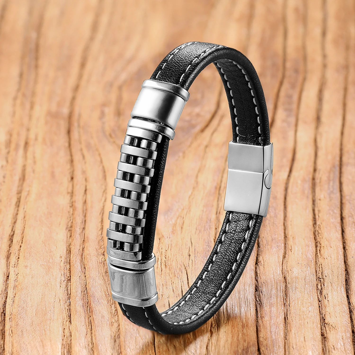 سوار الهيماتيت المغناطيسي، مشبك من الفولاذ المقاوم للصدأ وجلد مضفر، مجوهرات الطاقة المؤرضة لعافية الرجال