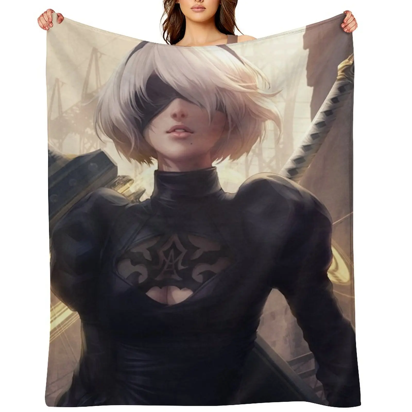 

2B NIER AUTOMATA Throw Blanket For Sofa Thin Soft Beds Warm Softest Blankets