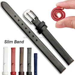 Universal Thin Soft Straps Men Women Leather Watchband Slim Cowhide Plain Leather Wristband Bracelet 6/8/10/12/13/14mm 15mm 16mm