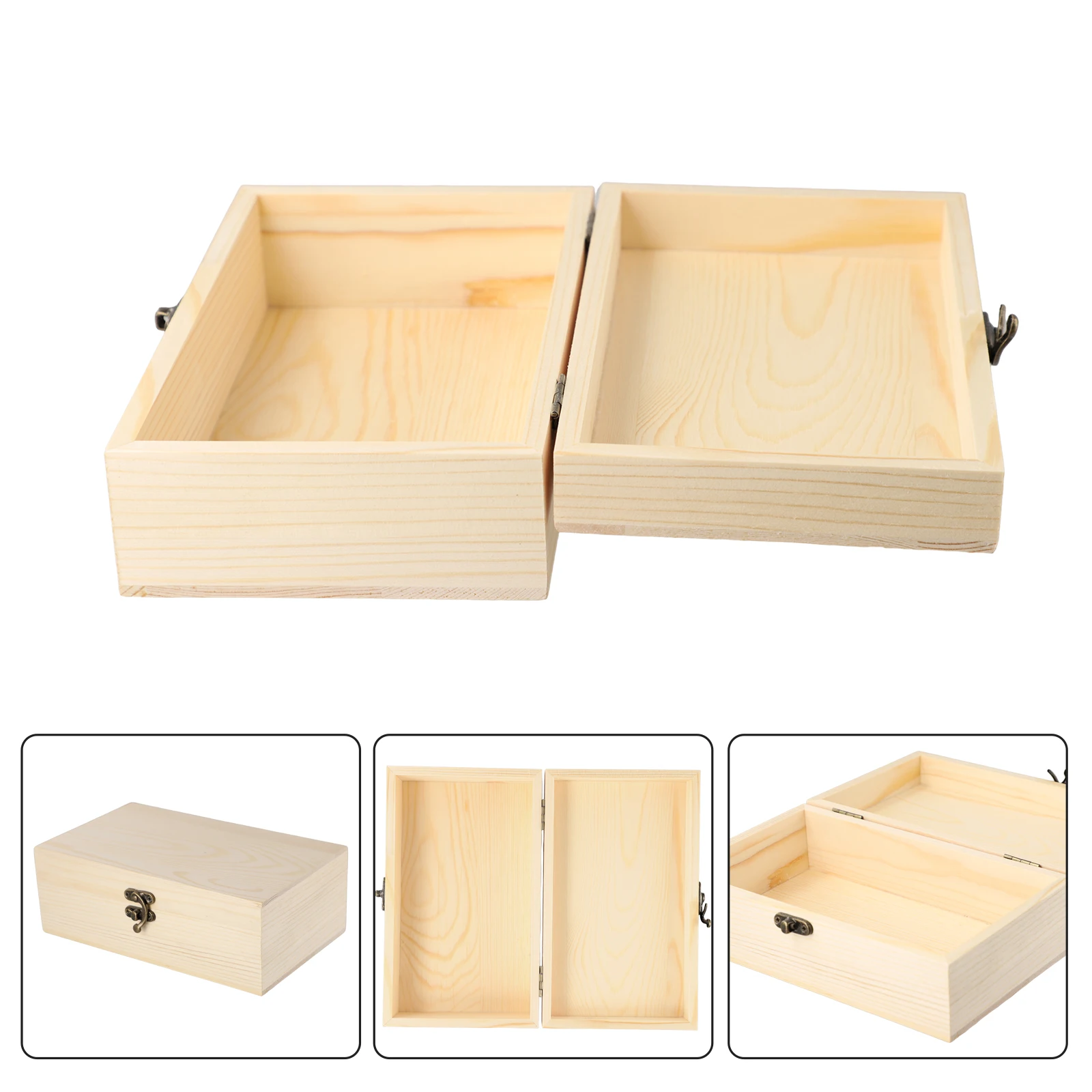 Wooden Storage Box Jewelry Box DIY Hand Decoration Party Supplies Pine Wood S/M/L Storage Wooden Box