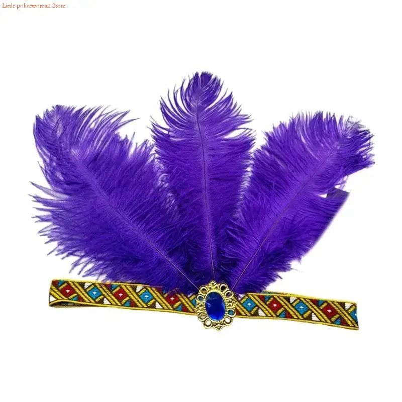 

F92D Mardi Gras Headdress Crystal Oversized Headband Carnivals Headbands