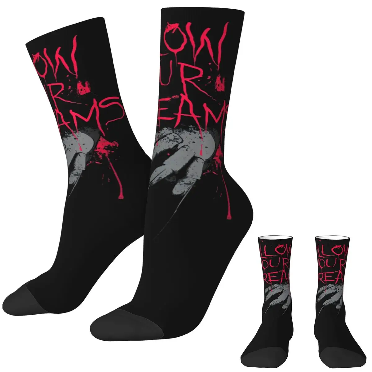 Elm Street Nightmare Socks F-Freddy K-Kruger Kawaii Stockings Autumn Non Skid Couple Socks Medium Soft Graphic Climbing Socks