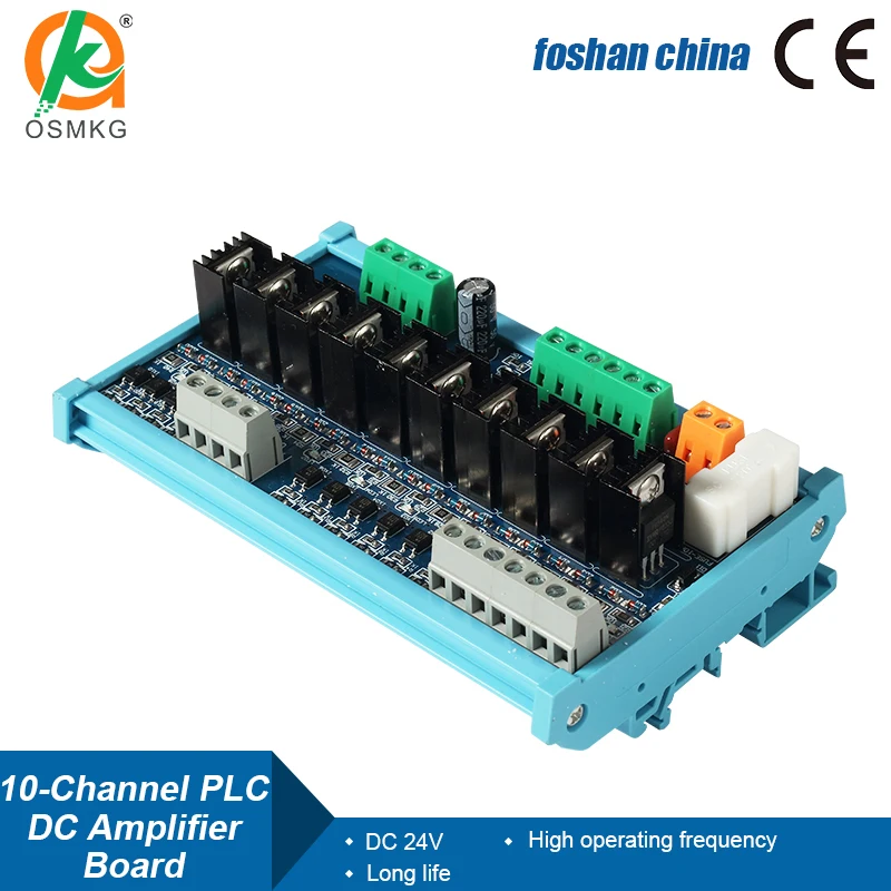 10 Channel  PLC DC Amplifier Board MOS Control  Optical Isolation  Heat Protection for DC Motor