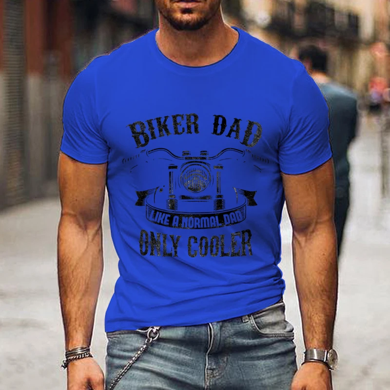 Vintage Motorcycle Print Men\'s T Shirt Biker Dad Only Cooler Graphic Oversized Tshirts for Men Harajuku Fashion Father Tees Tops