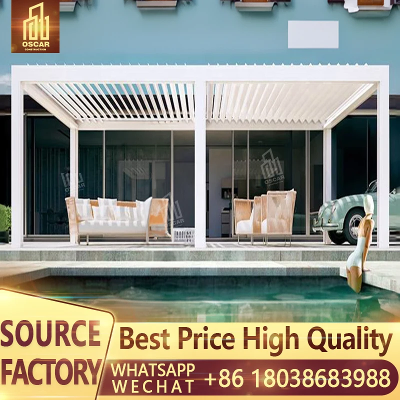 

Outdoor Custom Gazebo Courtyard Villa Aluminum Alloy Electric Louver Gazebo Garden Outdoor Awning Sustainable