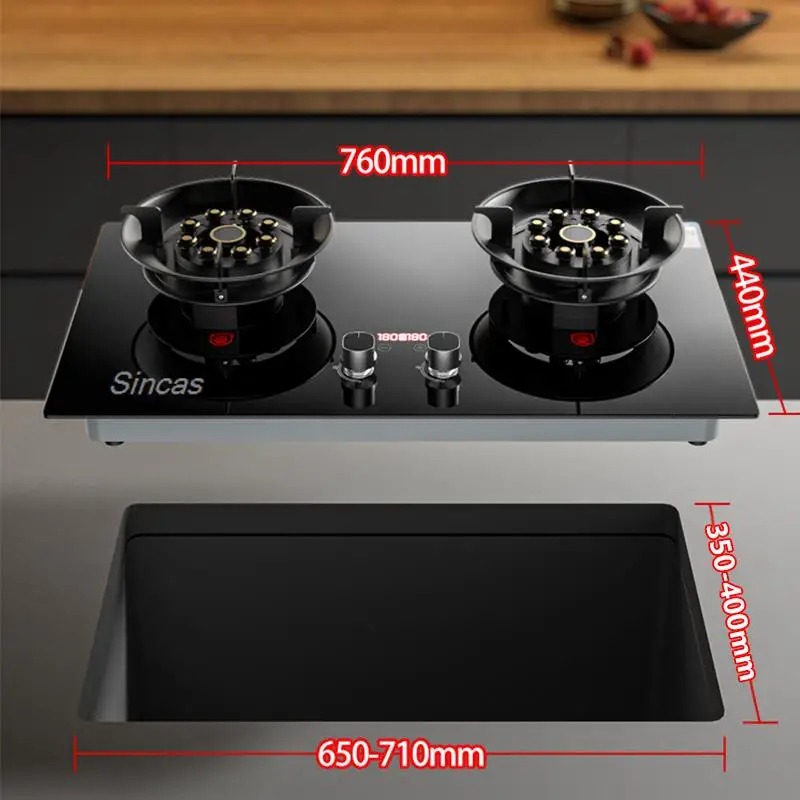 Kitchen Gas Stoves Flipped Dual Stove Kitchen Embedded Nature Gas/LPG Timing Stove Desktop Dual-Use Cooktop Gas Panel Gas Cooker