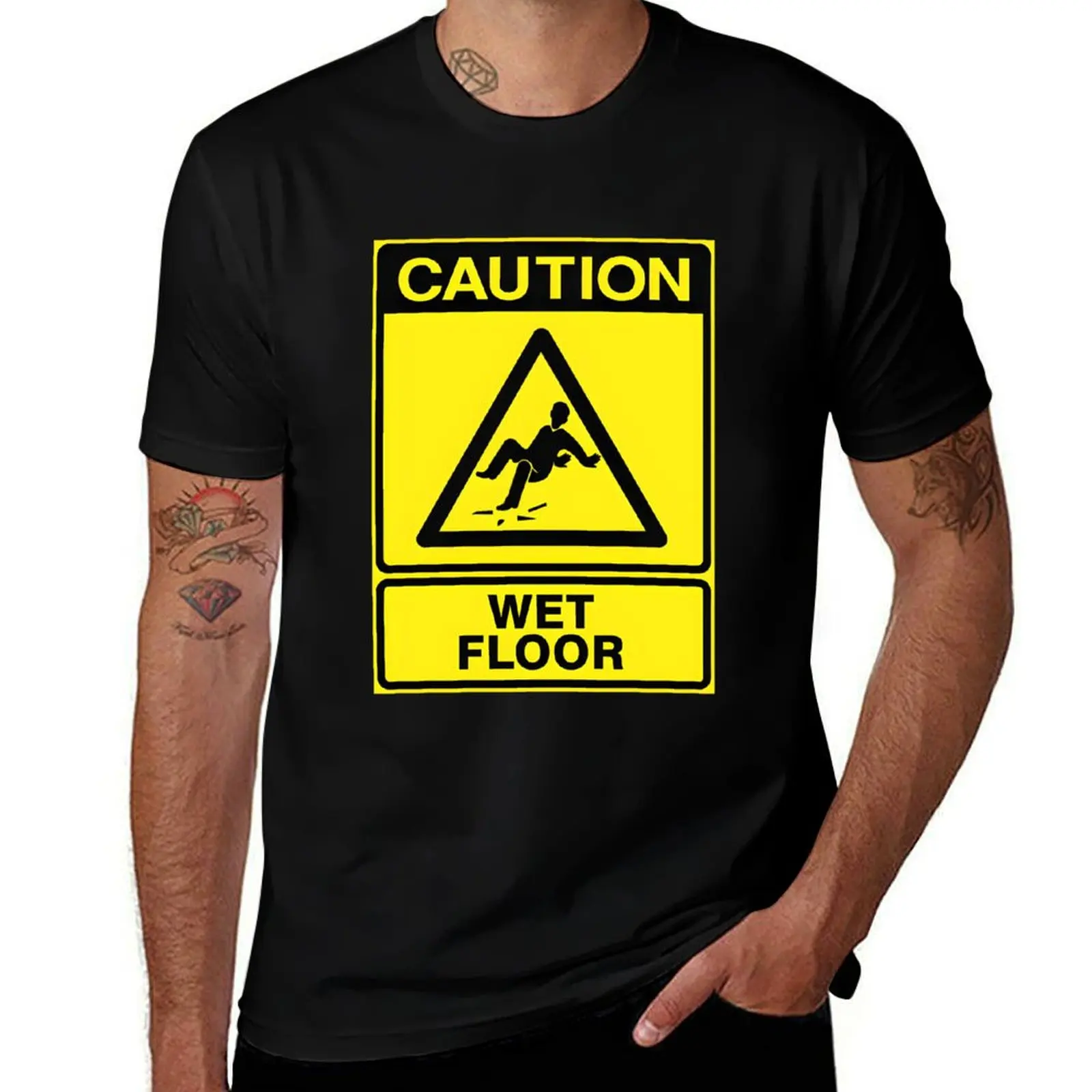 

Caution Wet Floor Sign T-Shirt anime tshirt tshirts personalised korean fashion mens graphic t-shirts