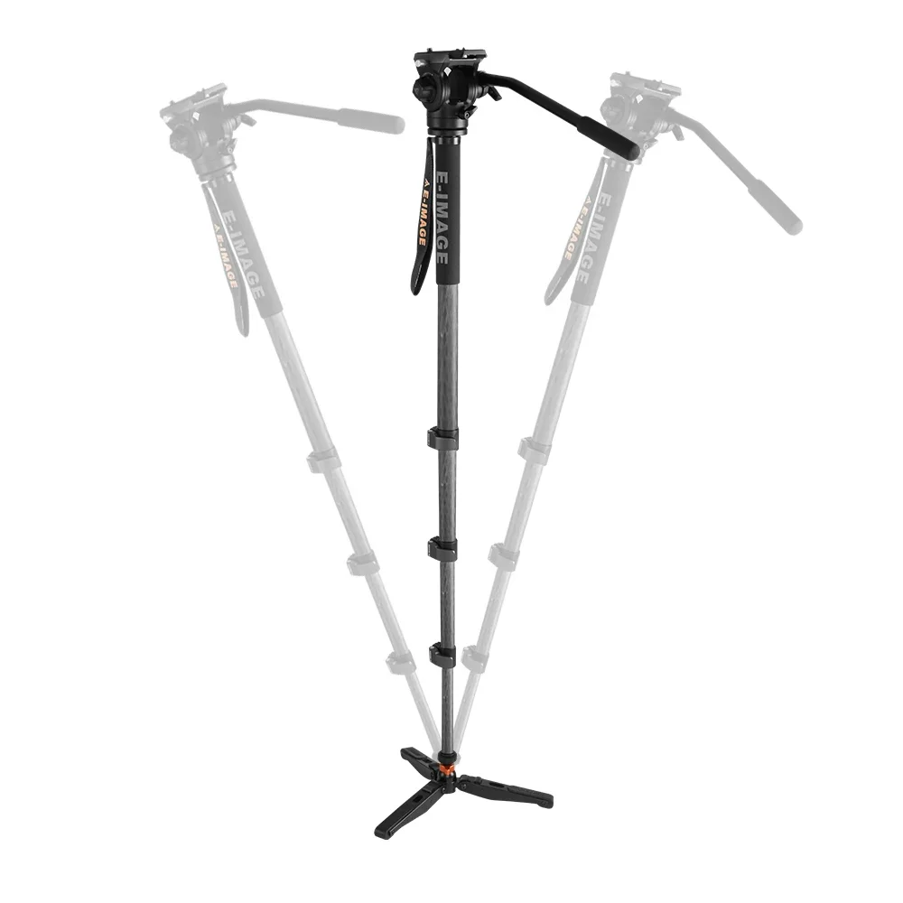 2025 E-IMAGE MC600 + 610FH Kit monopié de vídeo para cámara profesional de 4 secciones de fibra de carbono con bolsa de transporte gratis