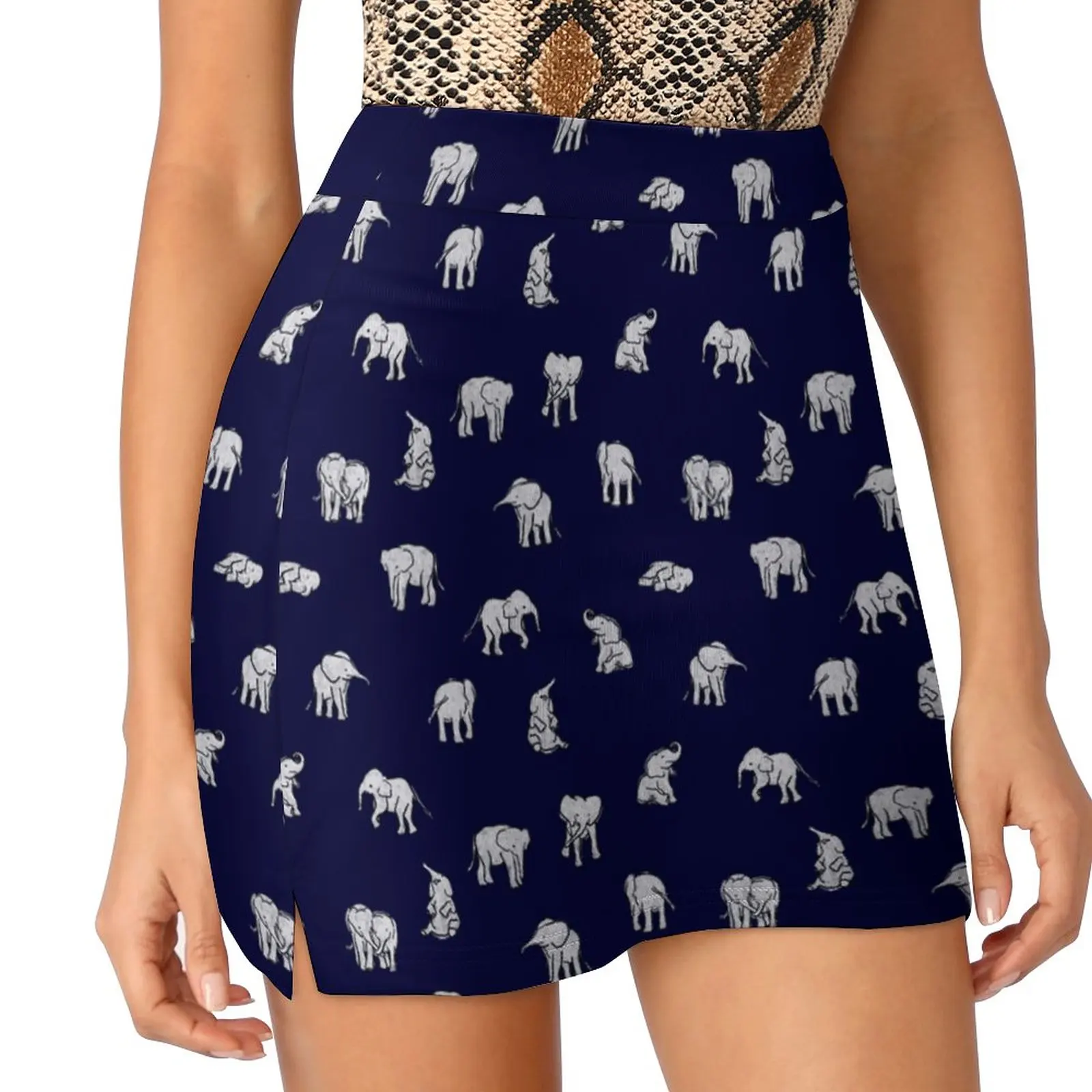 Elefanti indiani in blu navy Gonna moda coreana Gonne estive per donna Gonna pantaloni a prova di luce Elefante Basic