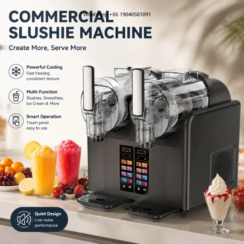New Arrival 4 Liter Electric Automatic Commercial Ice Cream Maker 2 Tank Outdoor Use for Sale Slushie Machine