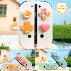 Flower Heart Silicone Soft D-pad Cross Button ABXY Key Sticker Skin Case For Switch Oled NS Joy-con Thumb Stick Grip Cap Cover