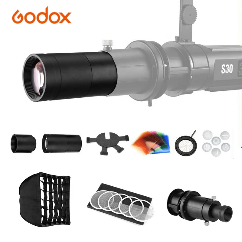 Godox S30 LED Light Accessories Projection Lens SA-P SA-17GOBO Set SA-09 SA-10 Color Gels Kit SA-06 Softbox SA-05