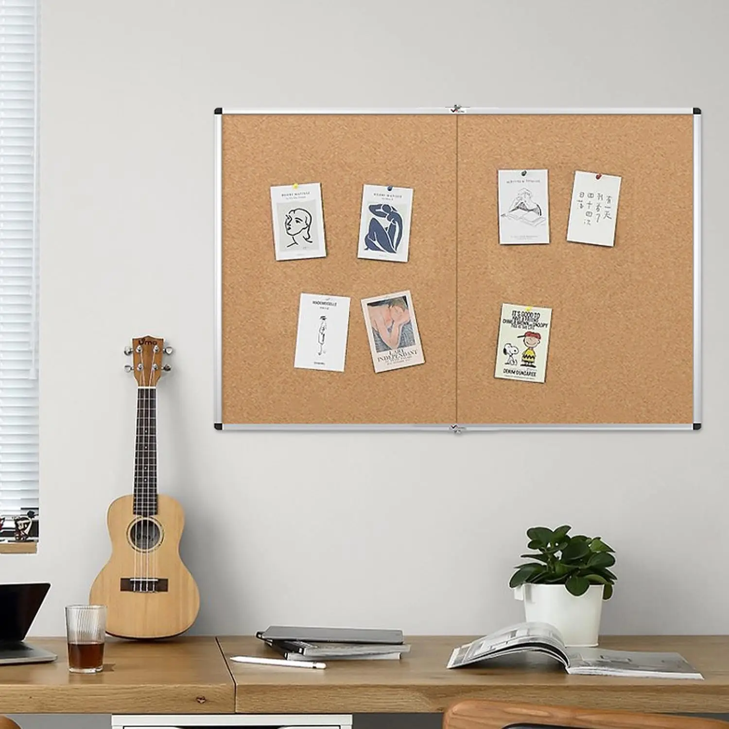 

Large Cork Bulletin Board/Foldable Noticeboard, 72 X 48 Inches, Silver Aluminium Frame