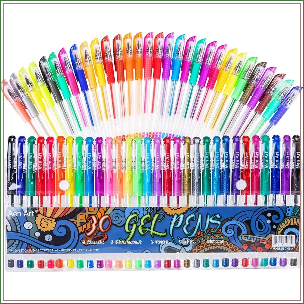 

30 Color Gel Pens Set Fine Point for Adult Coloring Books Drawing Bullet Journaling