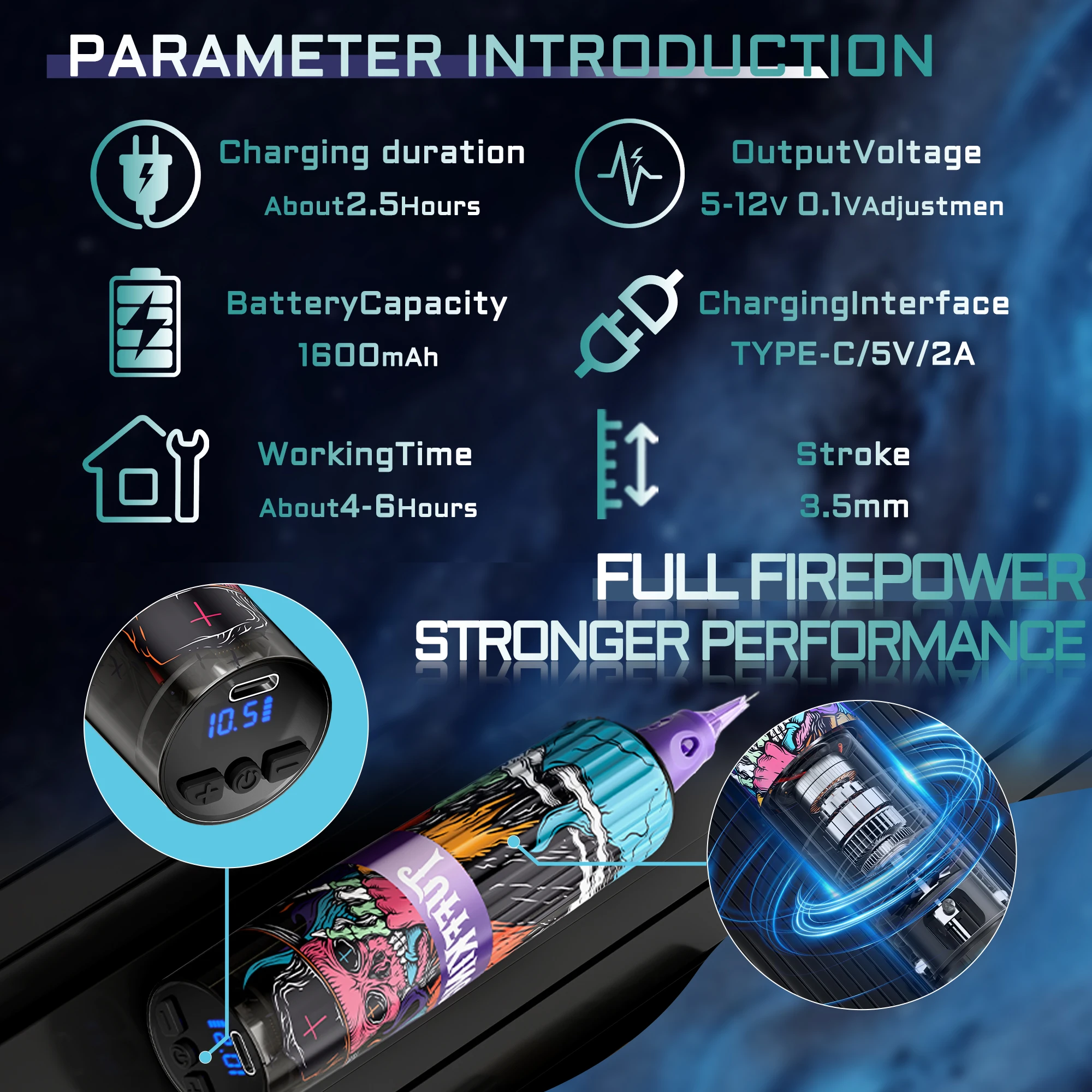 New polymer plastic shell power pen tattoo machine motor machine personalized pattern hot selling tattoo pen wholesale