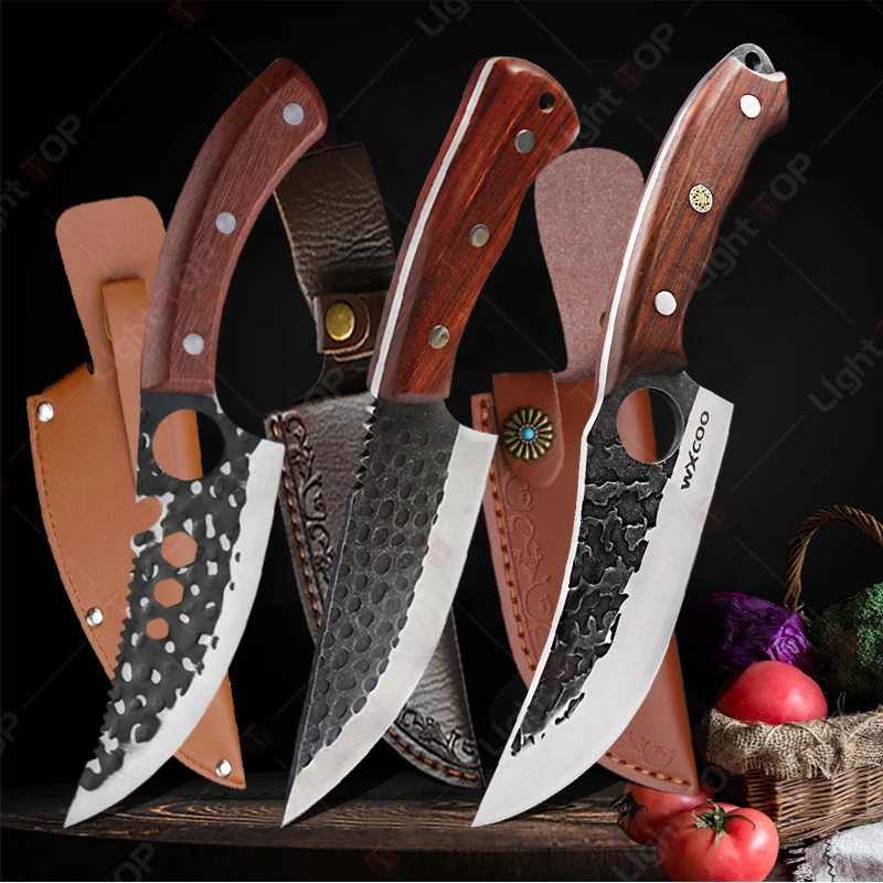 

Professional Chef Knives Forged Kitchen Knife Stainless Steel Boning Knife Sharp Meat Butcher Cleaver Fish Cutter Fruit Peeler