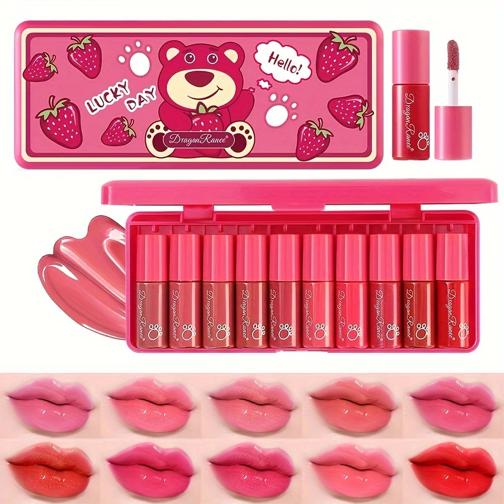 10 pack of Strawberry Lip Gloss Moisturizing Lip Gloss Lip Gloss, Rich and Moisturizing Lips, Anti drying and Durable in Autumn