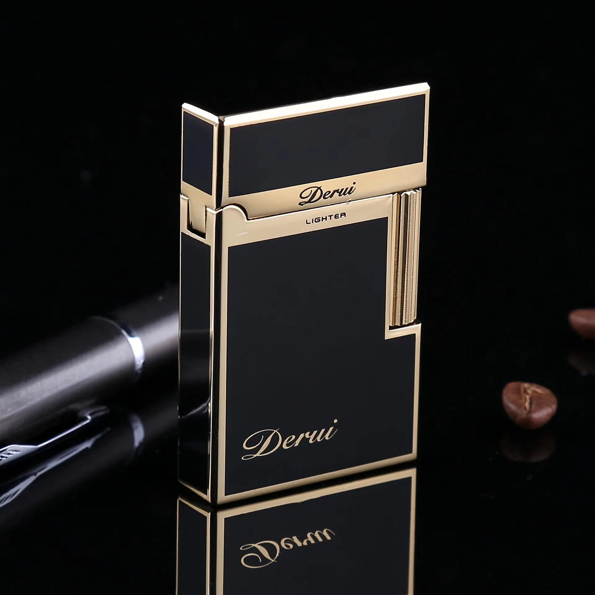 New Derui Exquisite Lighter Creative Butane Gas Windproof Straight Metal Lighter Men\'s Fun Gift Toy Cigarette Lighter