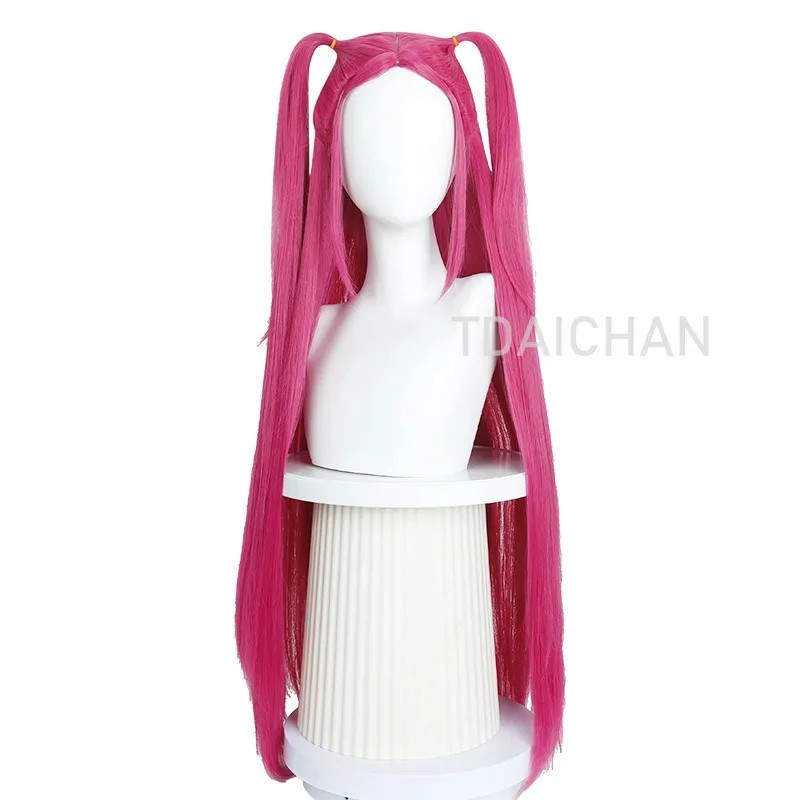 Anime Mira peluca película KPop Demon Hunters HUNTR/X Cosplay largo rosa 90 cm gorro de peluca gratis dos pelos de disfraz de fiesta en Stock de cola de caballo; 3'v,5;