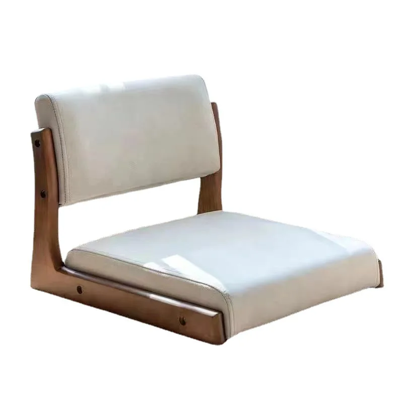 Respaldo de silla de madera maciza, cama japonesa, asiento sin patas, ventanal, sofá individual perezoso, cojín, silla de dormitorio para sentarse en el suelo