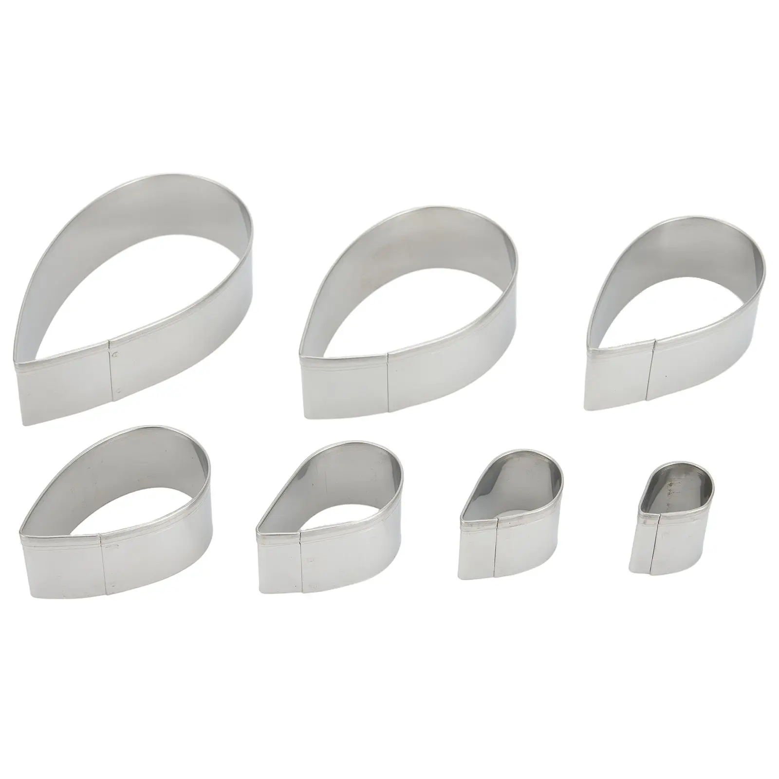 Set of 7 stainless steel rose cutter water drop shape cookie cutters for fondant flowers and stencil baking accessories