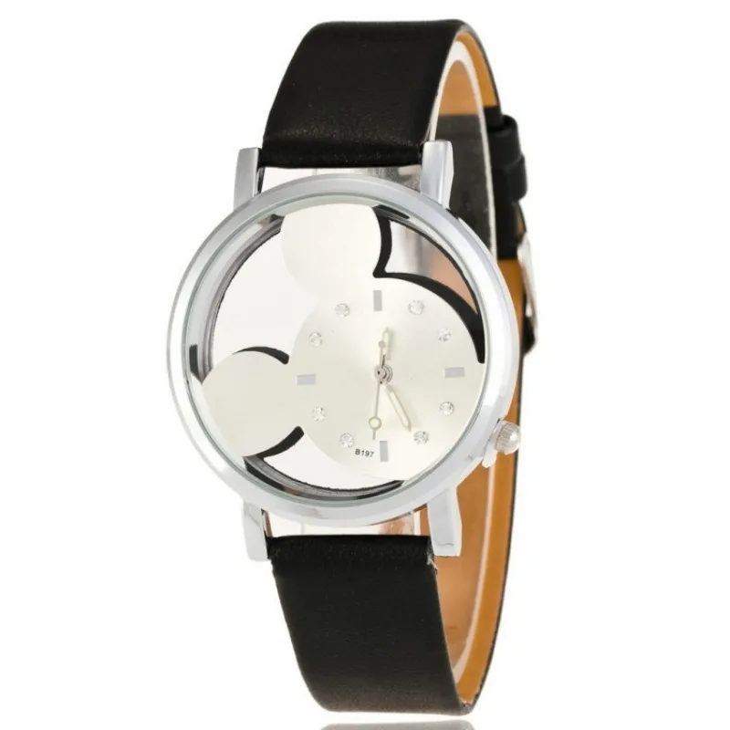 Simple Double-sided Hollow Mickey Quartz Watch, Belt Mickey Mouse Children's Watch
