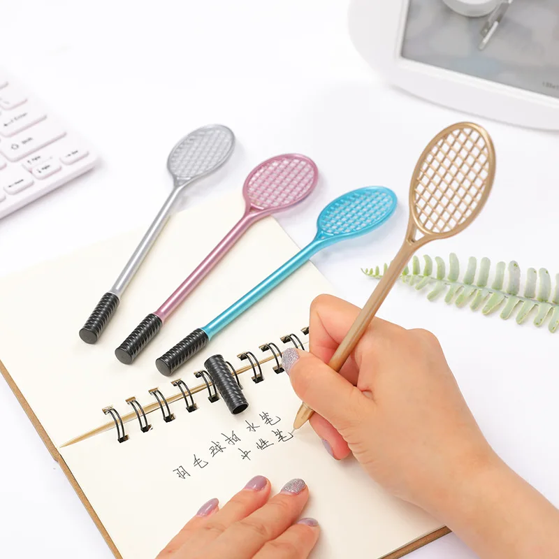 24 Pcs Wholesale Creative Simulation Tennis Racket Neutral Pen Black 0.5mm Badminton Racket Pen Wholesale Student Stationery