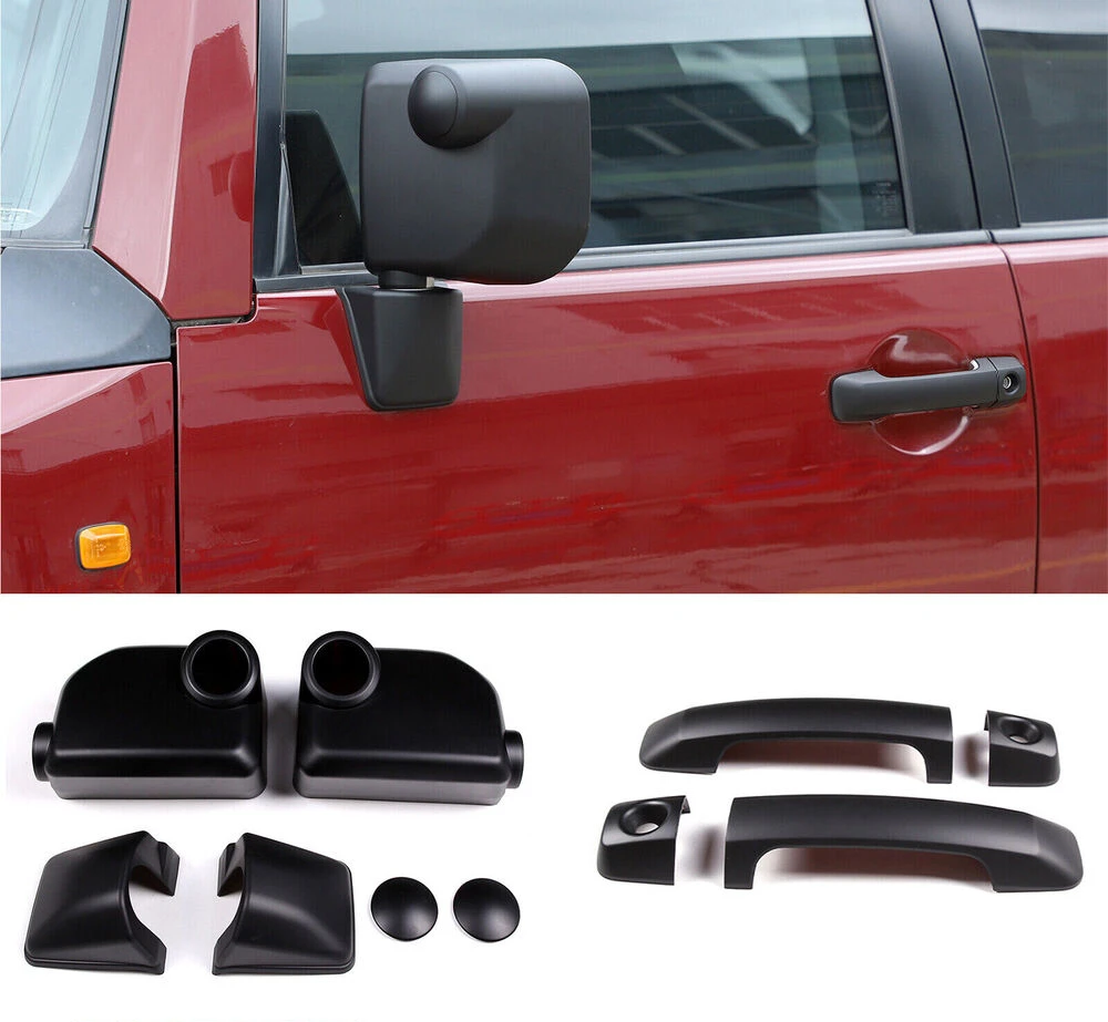 new For 2007-2021 Toyota FJ Cruiser Door Handle & Side view Mirror Matt Black Trim Cover Set Car Accessories