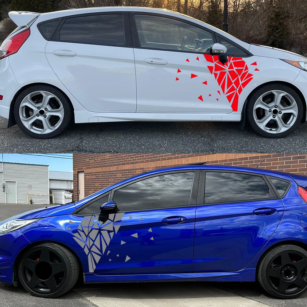 ملصق ديكور جانبي لباب السيارة لسيارة Ford Fiesta ST Racing Sport Stripes Decoration ملصق حائط من الفينيل ملحقات الضبط الخارجي