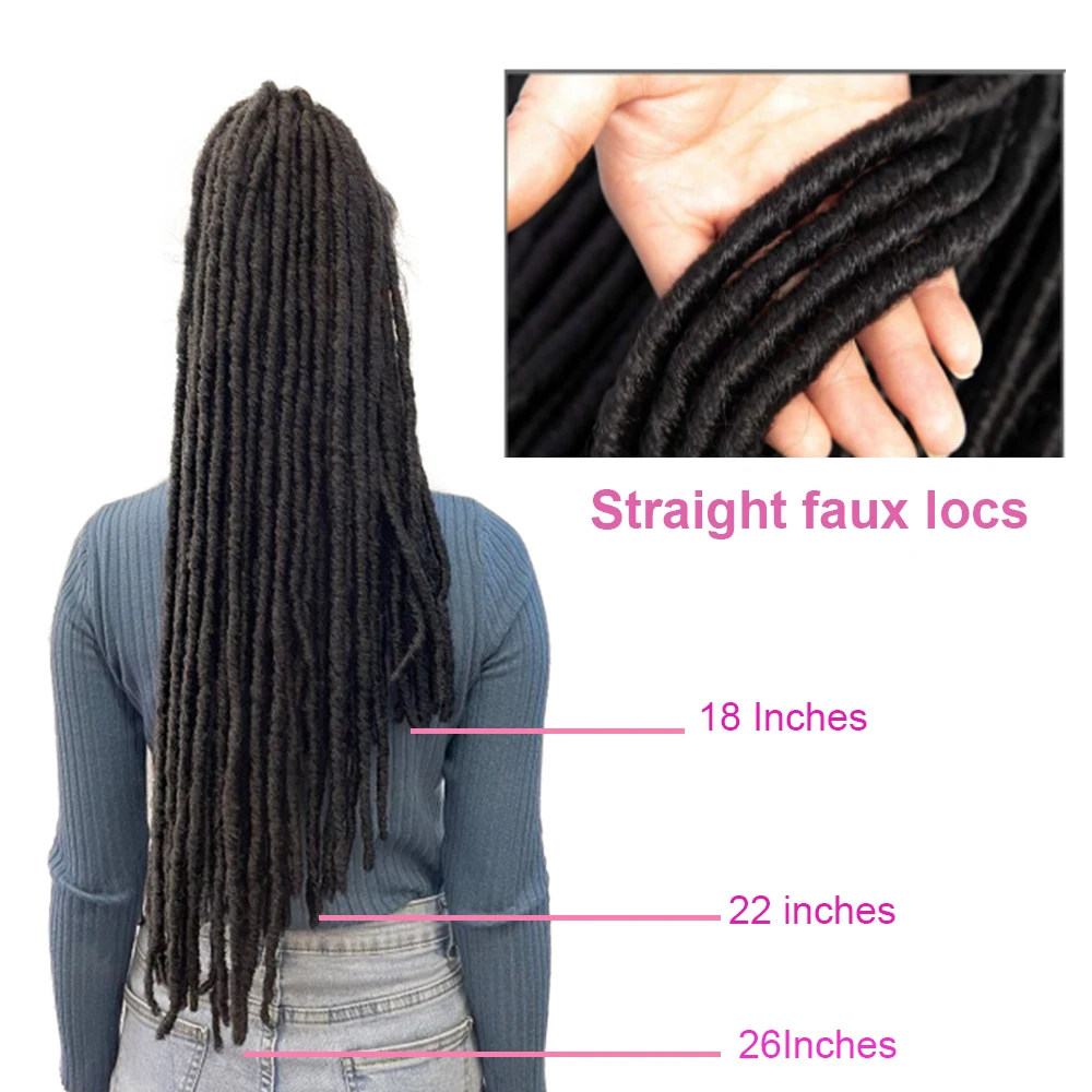 Brown Straight Faux Locs Crochet Hair Dreadlocks Hair Extensions African Braid Wick for Women Pre-looped Synthetic Braids SOKU