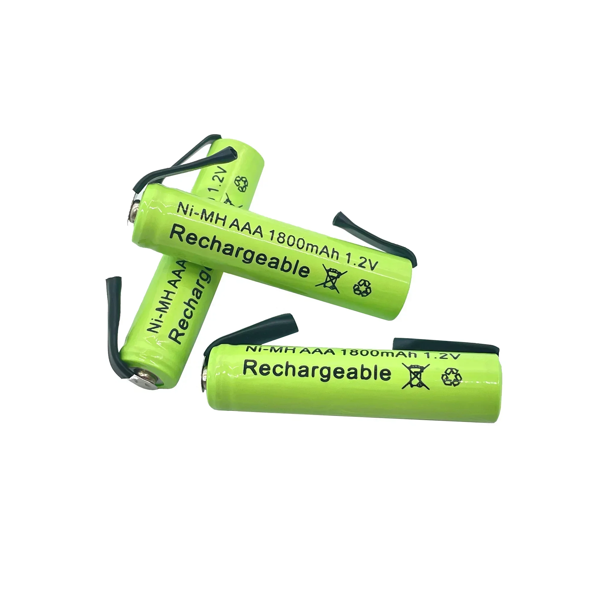 New 1.2V AAA rechargeable Ni-Mh battery, 1800mah, with solder pads, suitable for electric shavers, toothbrushes, Free shipping