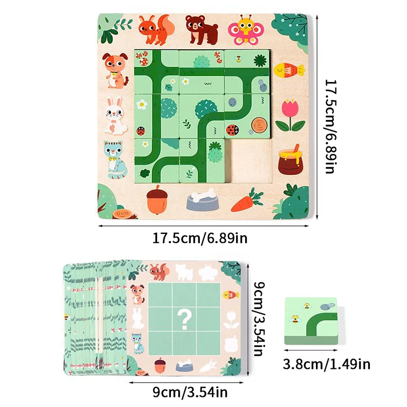 나무로 만든 길찾기 미로 퍼즐 보드 게임 논리적 사고 훈련 교육용 장난감 어린이용
